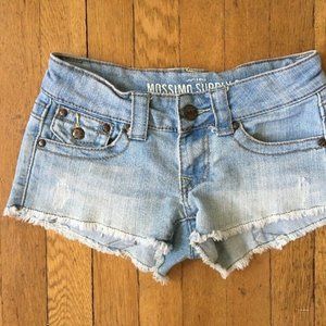 Target Mossimo light stone Wash Denim blue Jean super short Shorts sz 1 Junior